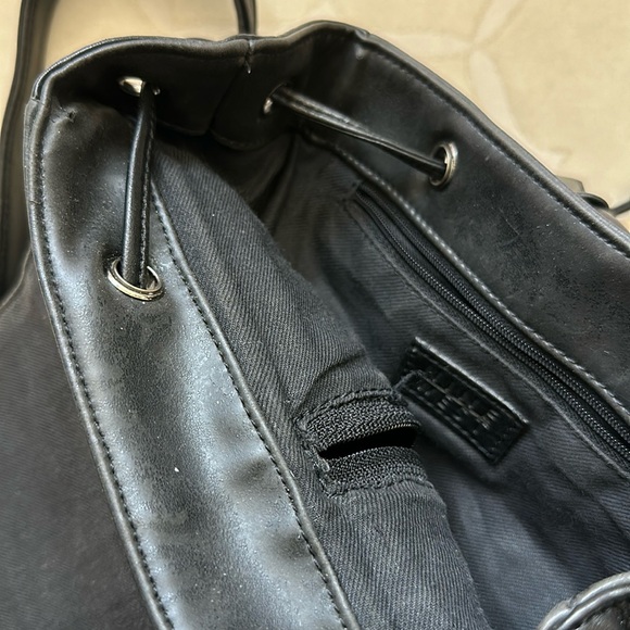 Nine West Retro Mini Leather Top Flap Draw String Backpack - Picture 9 of 16